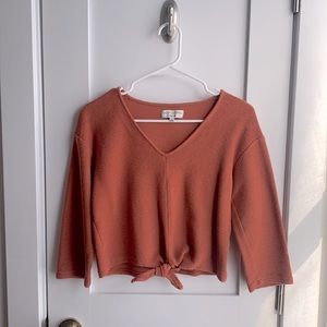 Madewell Texture & Thread Tie-Front Orange Top